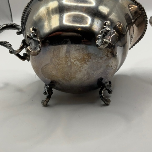 Vintage Rochester Stamping Co. Silver plated Sugar & Cream Bowl gold tone inside - Picture 4 of 7